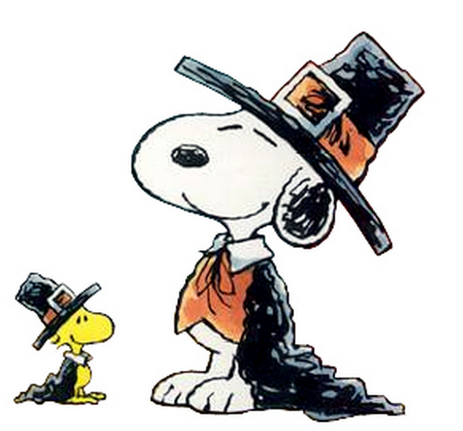 Snoopy and Woodstock in pilgim clothes