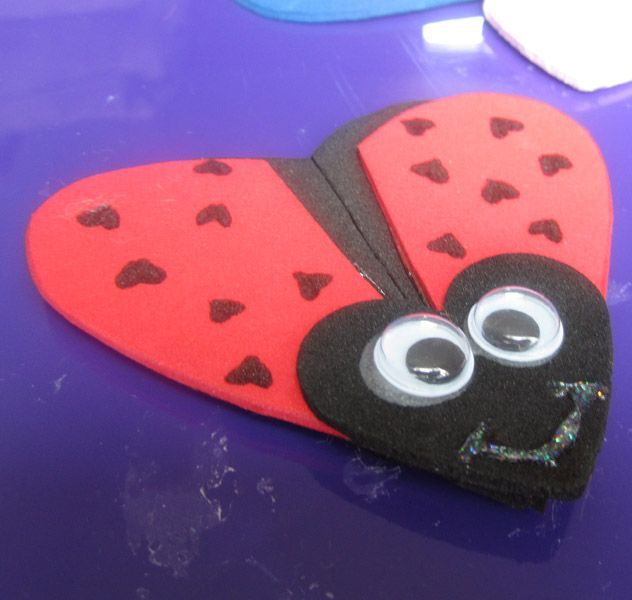 Heart-shaped ladybug made out of craft foam