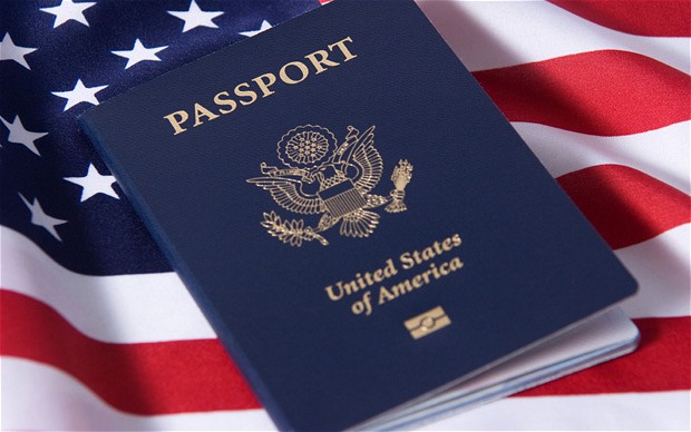 U.S. passport with flag