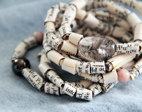 Book page bead bracelet