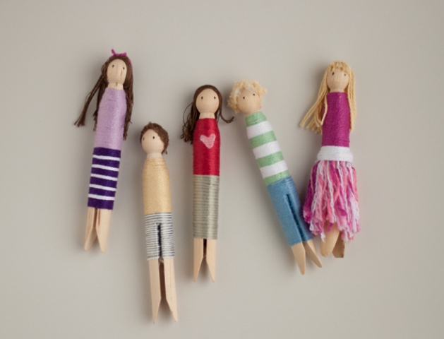 Five dolls make out of clothespins