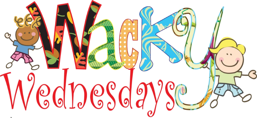 Two cartoon children and the words, "Wacky Wednesdays."