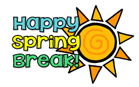 The words, "Happy Spring Break" in front of a drawing of the sun.