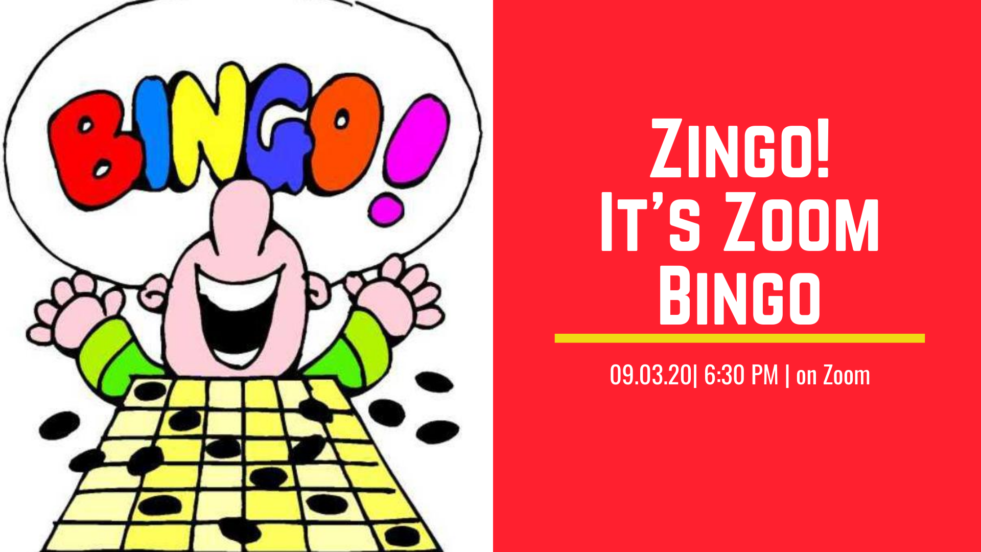 Cartoon man shouting "bingo!"