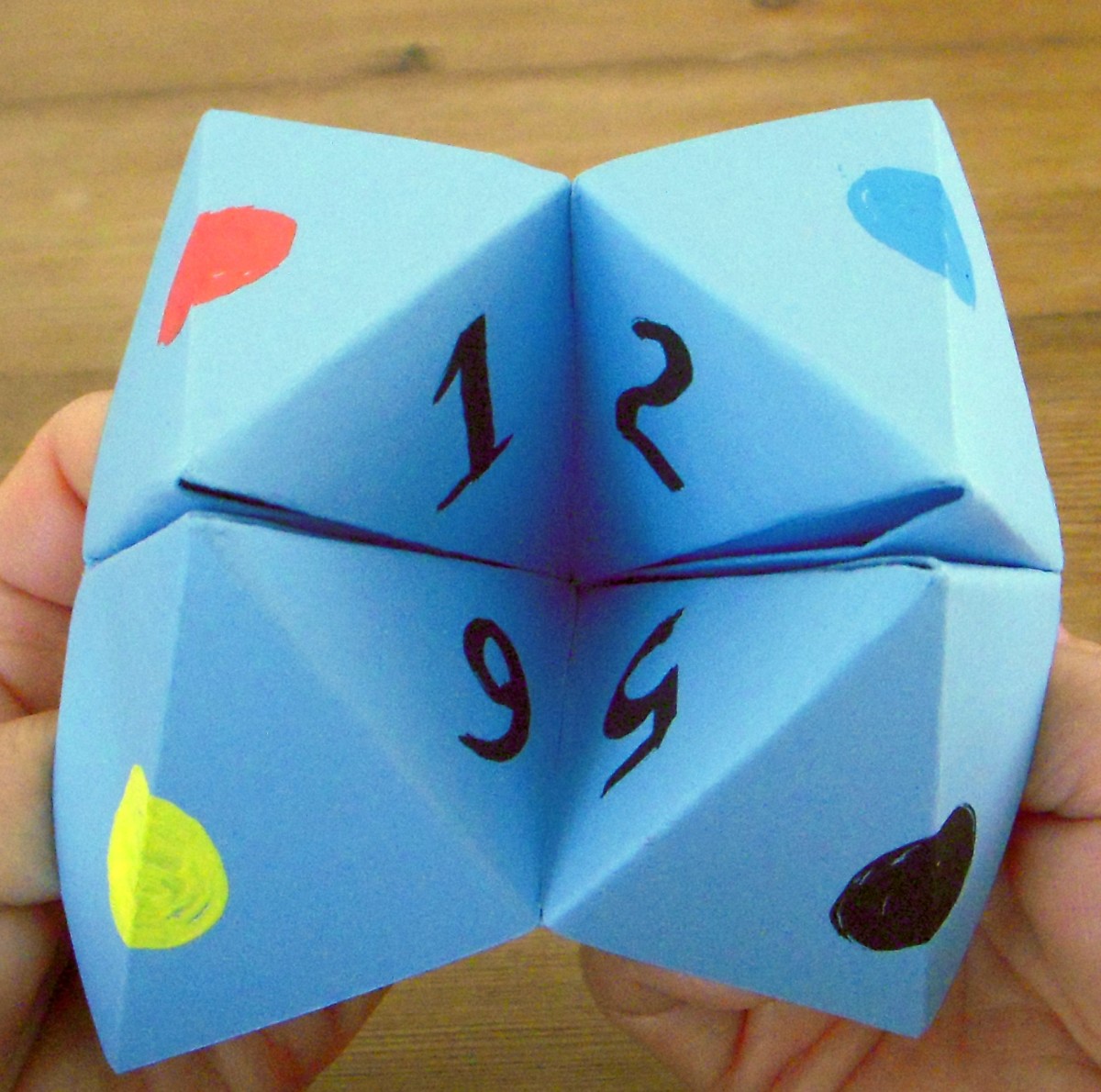 An origami paper fortune teller.