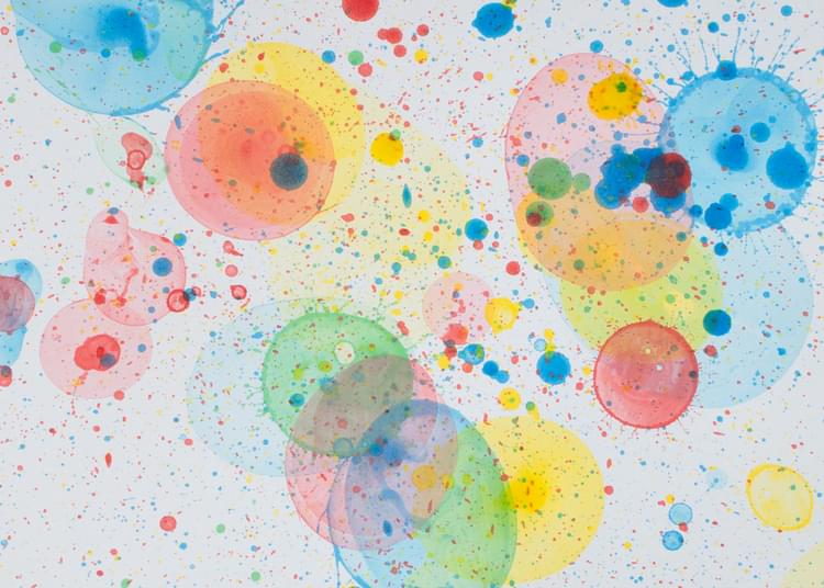 Colored bubble prints on paper.