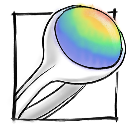 Drawing of a multicolored mood ring.