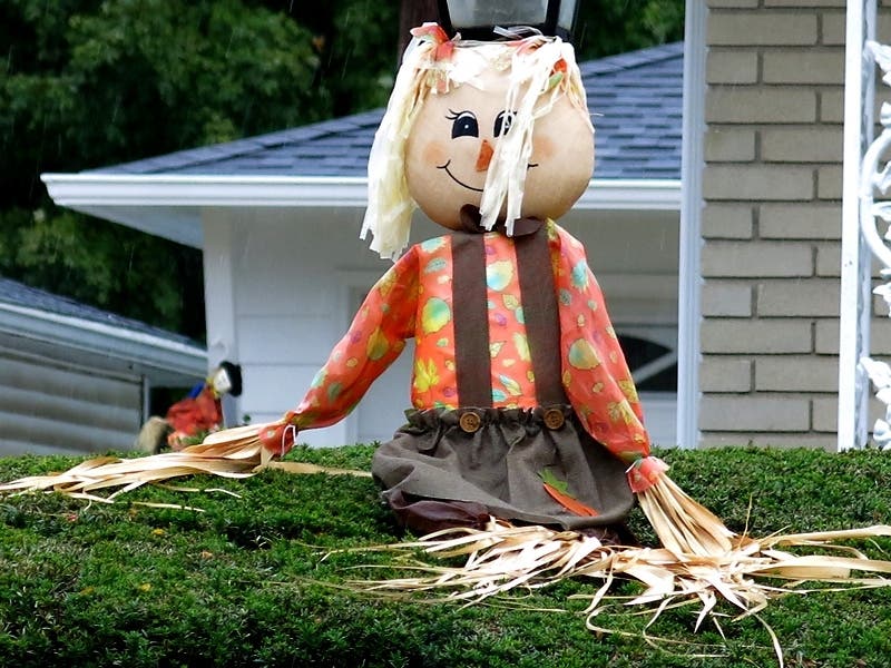 A scarecrow sitting