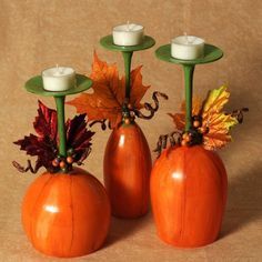 Pumpkin candlestick wine glasses