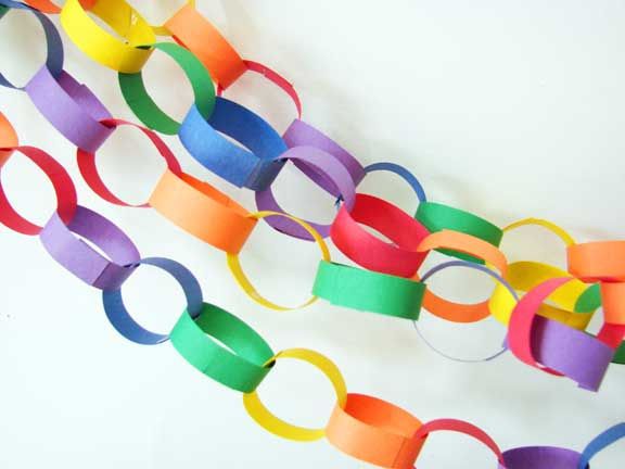 A multicolored paper chain