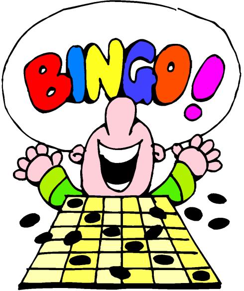 Cartoon man shouting Bingo!