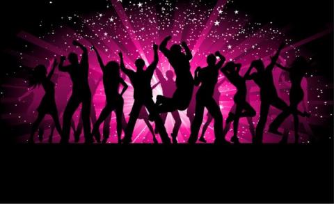 Silhouette of teens dancing