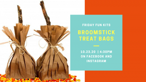 Witchs' broomsticks made out of paper bags.