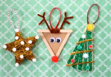Christmas ornaments made by children.