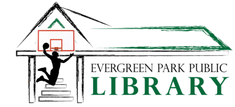 Library logo with figure dunking a basketball