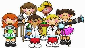 Clip art of kid scientists.