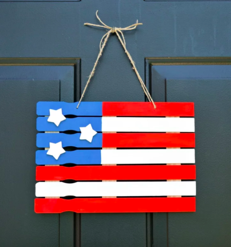 paint stick flag door hanging