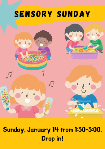 Six children playing with an assortment of sensory toys.