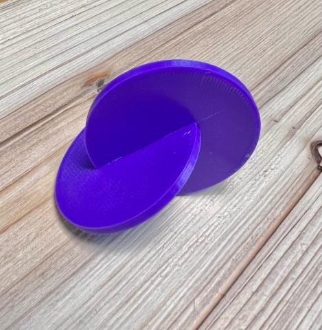 purple 3d printed wobble coin toy