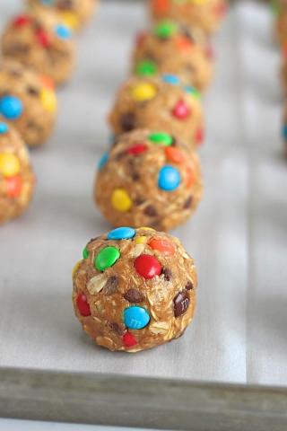 Peanut butter, oat and M&M balls