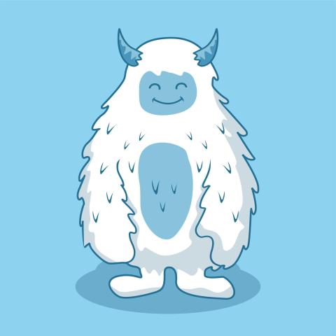 Smiling cartoon yeti.