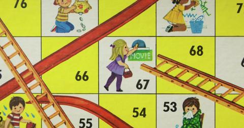 A portion of the Chutes and Ladders game board.