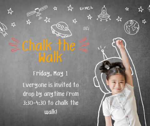 A child laying in a chalk outline.