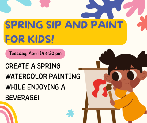 A child with pigtails painting on canvas