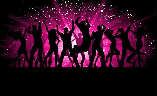 Silhouette of teens dancing