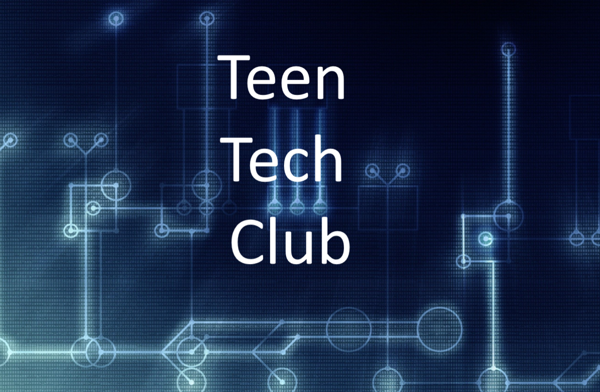 teen tech club on blue hardware background