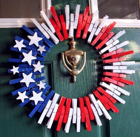 Clothespins flag wreath