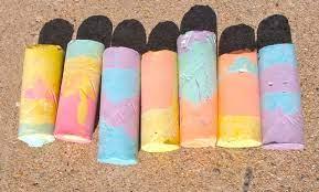 Seven thick sticks of chalk