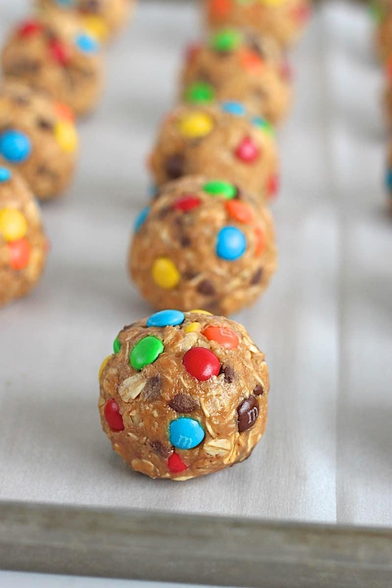 Peanut butter, oat and M&M balls