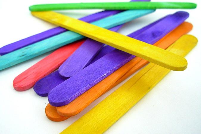 Colorful stack of craft sticks
